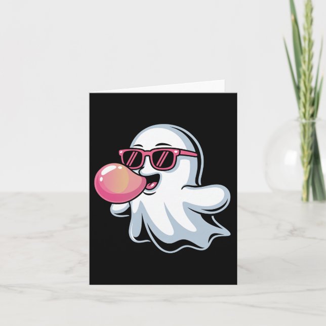 Ghost Blowing Rosa Bubblegum Halloween Småbarn Boy Kort (Framsida)
