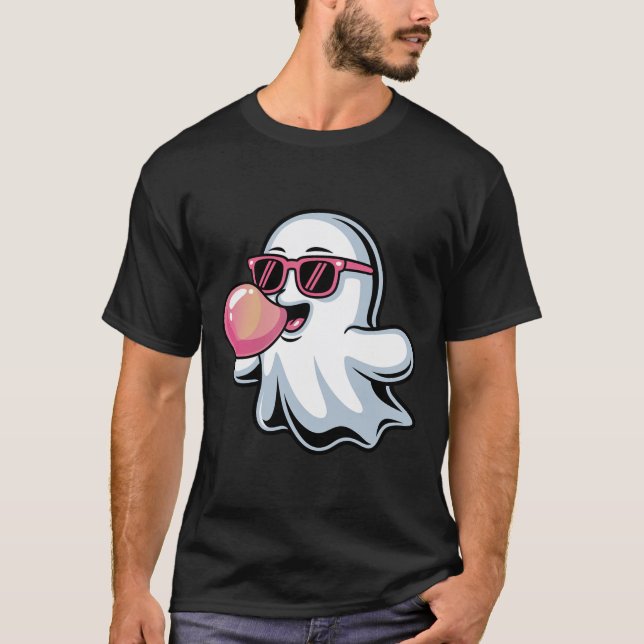 Ghost Blowing Rosa Bubblegum Halloween Småbarn Boy T Shirt (Framsida)
