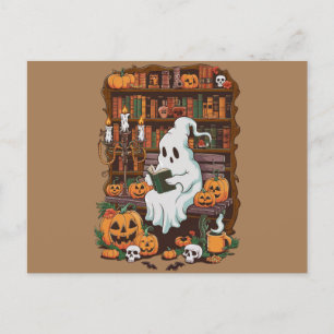 Ghost Bok Reader Reading Älskare Gift Reader Vykort