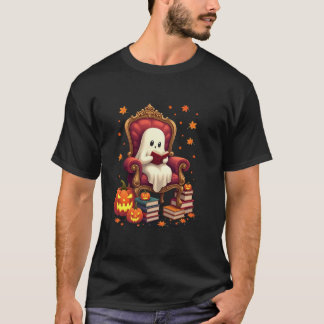 Ghost Bok Reader Reading Bok Älskare Lacher Funny T Shirt