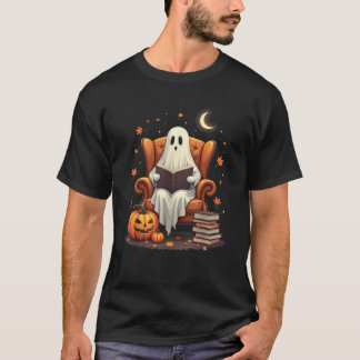 Ghost Bok Reader Reading Bok Älskare Lacher Funny T Shirt