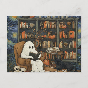 Ghost Bok Reader Reading Bok Literature Älskare Helg Vykort
