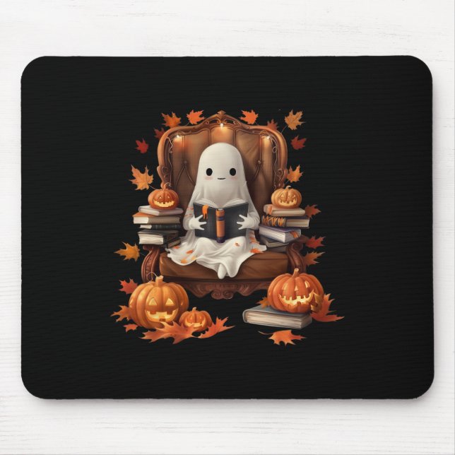 Ghost Bok Reading Pumpkin Gothic Halloween Teache Musmatta (Framsidan)