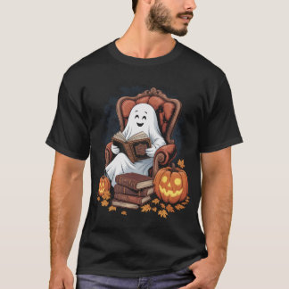 Ghost Bok Reading Pumpkin Halloween-lärare T Shirt