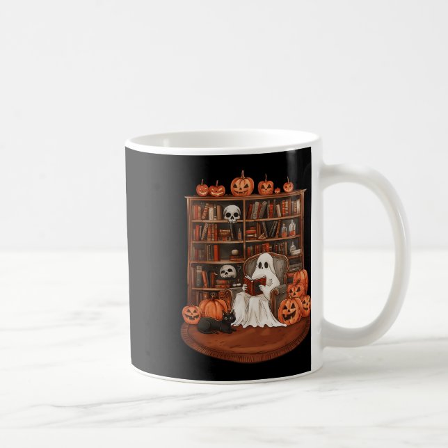 Ghost Bok Reading Teacher Halloween Librarian Boo Kaffemugg (Höger)