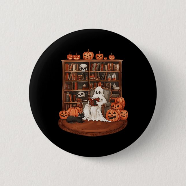 Ghost Bok Reading Teacher Halloween Librarian Boo Knapp (Framsida)