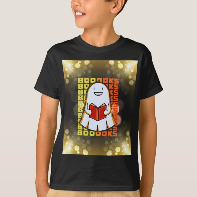 Ghost Boo Bokar Funny Halloween T Shirt (Framsida)