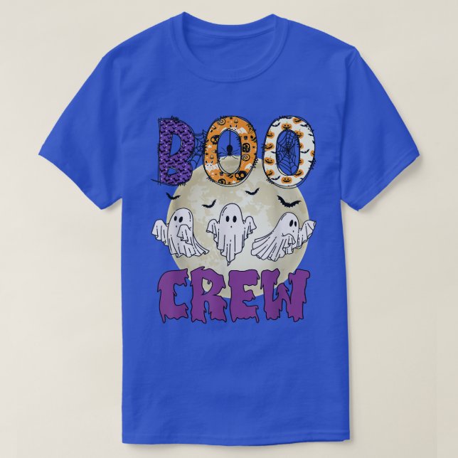 Ghost Boo Crew Funny Halloween Måne Scary horror n T Shirt (Design framsida)