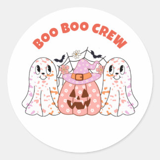 Ghost Boo Crew Halloween Personlig Runt Klistermärke