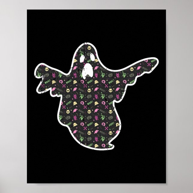 Ghost Boo Grim Reaper Pumpkin Mönster Easy Hallowe Poster (Framsidan)