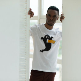 Ghost Boo Halloween Black Orange Graphic T Shirt