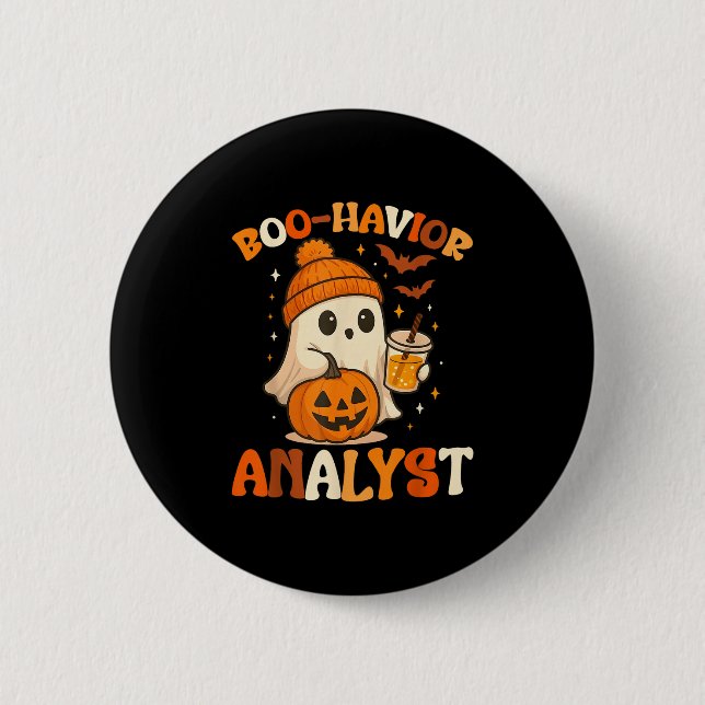 Ghost Boo Havior Analyst Funny Halloween Behavior Knapp (Framsida)