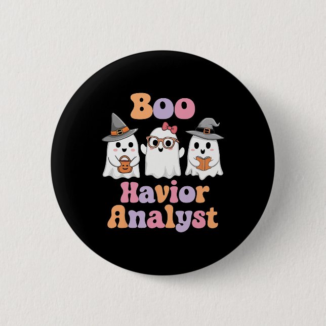 Ghost Boo Havior Analyst Funny Halloween Behavior Knapp (Framsida)