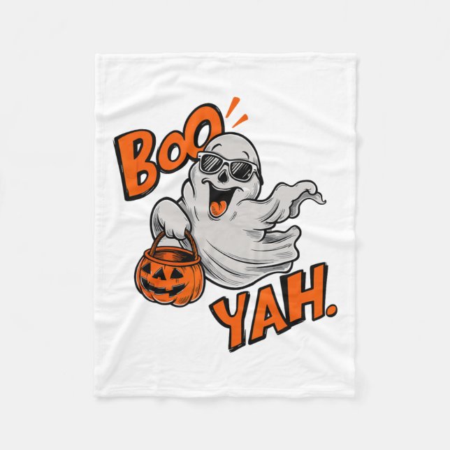 Ghost Boo Yah Funny Halloween Shirt Spooky Booyah Fleecefilt (Framsidan)