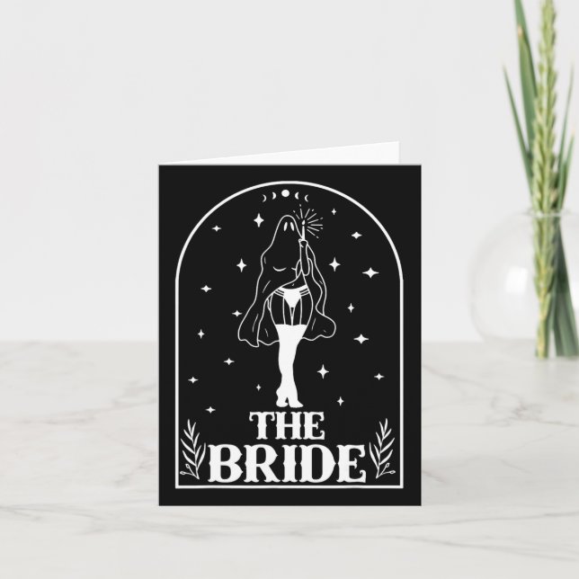 Ghost Bride Coven Gothic Halloween Bröllop Bachelo Kort (Framsida)