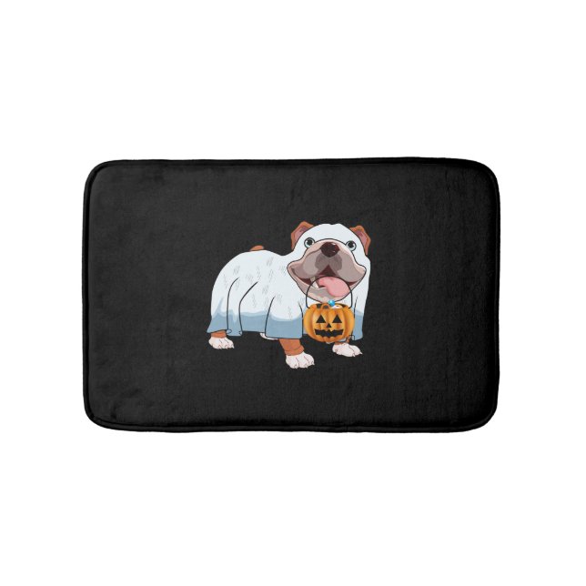 Ghost Bulldog Halloween Hund Badrumsmatta (Framsidan)
