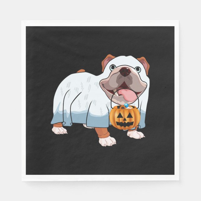 Ghost Bulldog Halloween Hund Pappersservett (Framsidan)