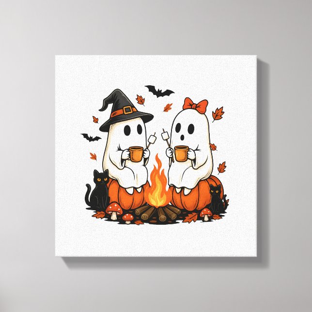 Ghost Campfire Halloween Canvastryck (Framsida)