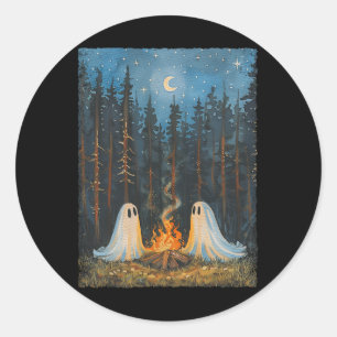 Ghost Camping Älskare Forest Gothic Hallowed Runt Klistermärke