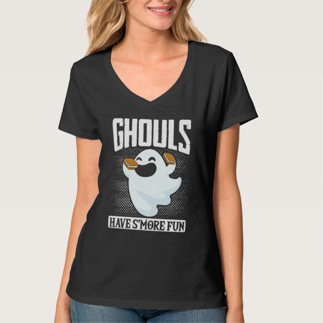 Ghost Camping Halloween Ghouls Have SMore Fun Cost T Shirt (Framsida)