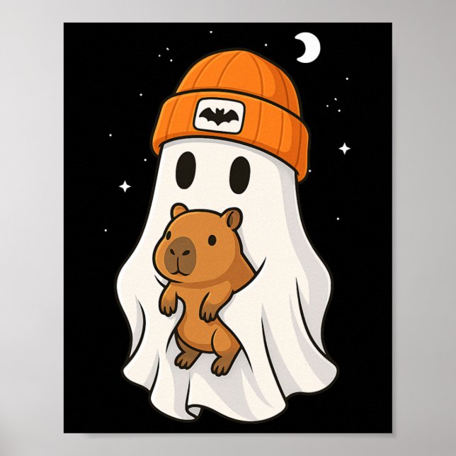 Ghost Capybara Halloween Animal Lover Beenie Hat B Poster (Framsidan)