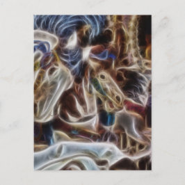 Ghost Carousel Horses Merry Go Round i Seattle Helg Vykort