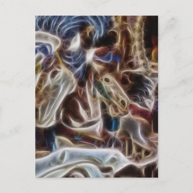 Ghost Carousel Horses Merry Go Round i Seattle Helg Vykort (Framsida)