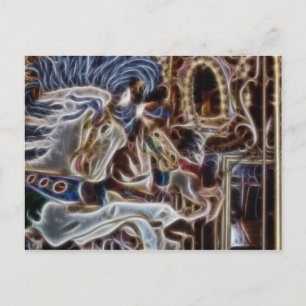 Ghost Carousel Horses Merry Go Round i Seattle Helg Vykort