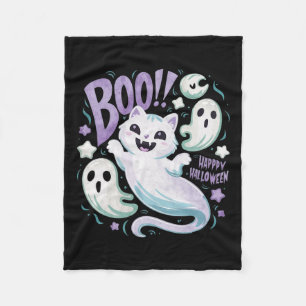 Ghost Cat Boo Kattunge Halloween Fleecefilt