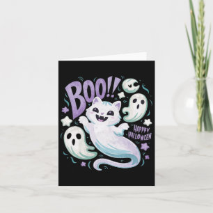 Ghost Cat Boo Kattunge Halloween Kort