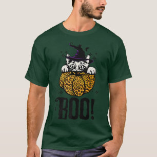 Ghost Cat Boo Pet Peekaboo Halloween Cat Leopard P T Shirt