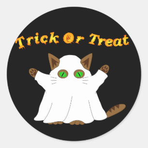 Ghost Cat Bus eller godis Runt Klistermärke