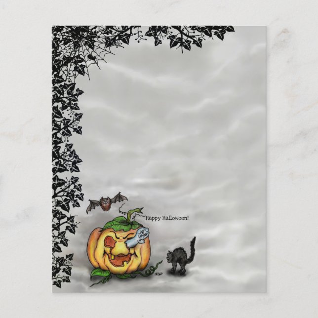 Ghost, Cat, Fladdermus och Pumpkin, Happy hallowee (Framsida)