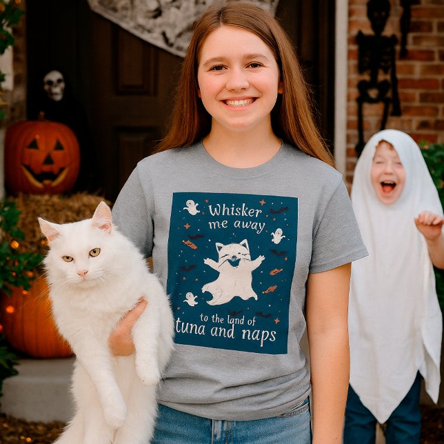 Ghost Cat Funny Quote | Spooky Cute Cat T Shirt (Skapare uppladdad)