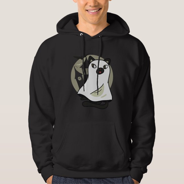 Ghost Cat  Halloween Schnuckel Graphic Hoodie (Framsida)