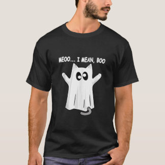 Ghost Cat Meow I Elak Boo Halloween for Cat Lover T Shirt