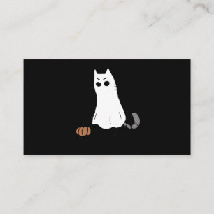 Ghost Cat Pumpkin Halloween Visitkort