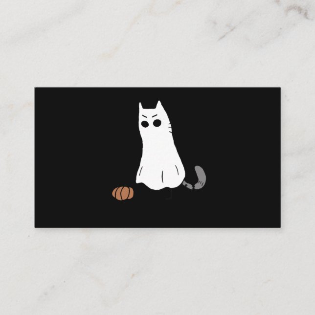Ghost Cat Pumpkin Halloween Visitkort (Framsida)