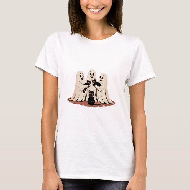 Ghost cat squad Halloween T-shirt T-Shirt (Framsida)