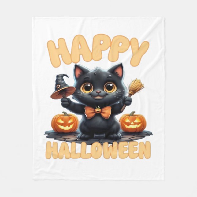 Ghost Cat Tee, Halloween Shirt, Spooky Cute, Unise Fleecefilt (Framsidan)