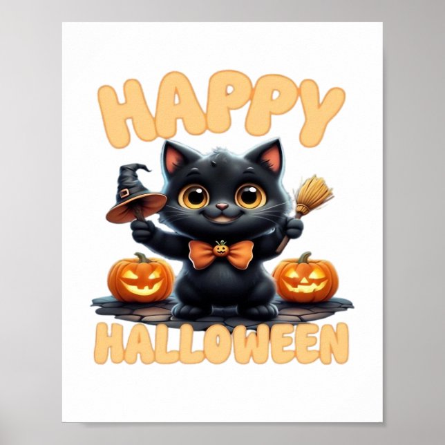 Ghost Cat Tee, Halloween Shirt, Spooky Cute, Unise Poster (Framsidan)
