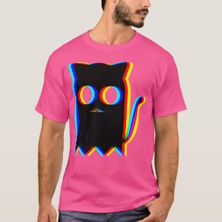 Ghost Cat Trippy Vaporwave Halloween Techno Rave E T Shirt