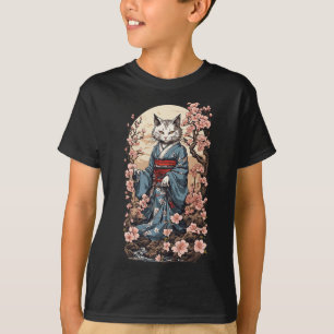 Ghost Cat with Kimono Japansk Yokai Folklore Desi T Shirt