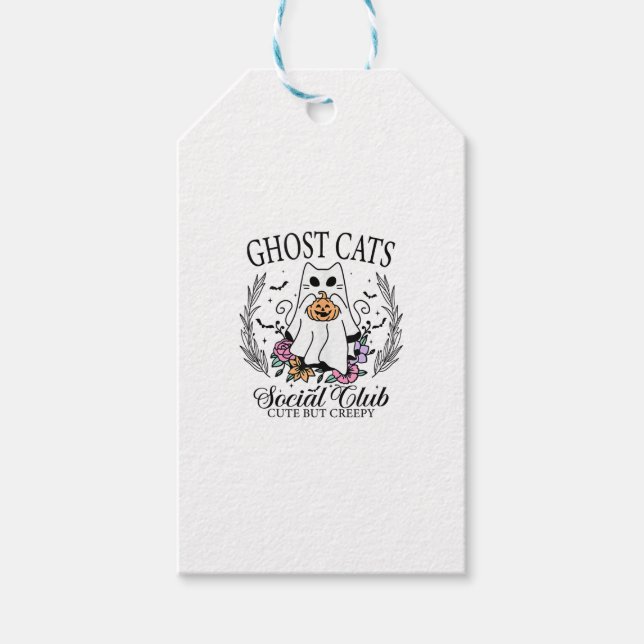 Ghost Cats Social Klubb Funny Fall Autolumn Cat _2 Presentetikett (Framsidan)