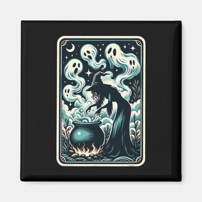 Ghost Cauldron Gothic Supernatural Tarot Card Magnet (Framsidan)