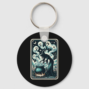 Ghost Cauldron Gothic Supernatural Tarot Card Nyckelring