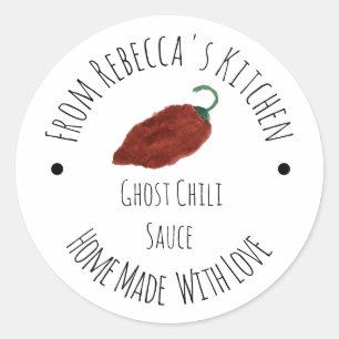 Ghost Chili Homemade Hett Sauce Runt Klistermärke