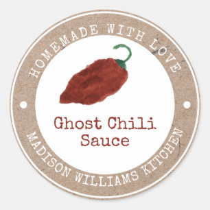 Ghost Chili Sauce Etikett Hemmagjord Röd Chili