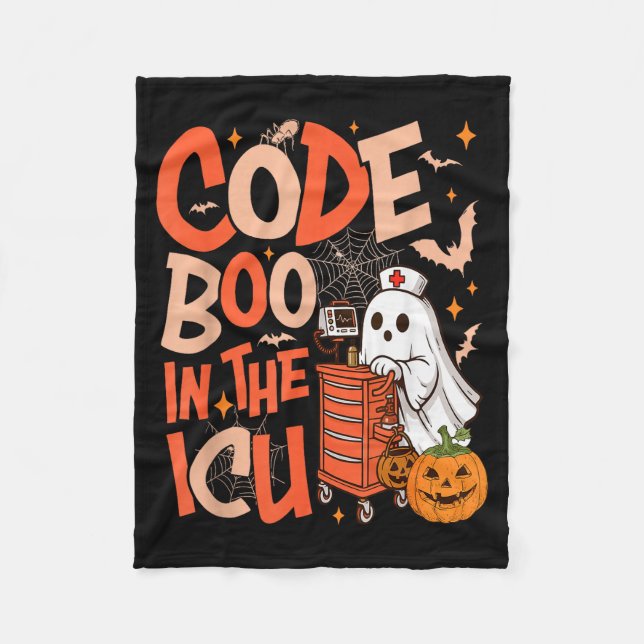 Ghost Code Boo In The Icu Nursing Nurse Halloween  Fleecefilt (Framsidan)