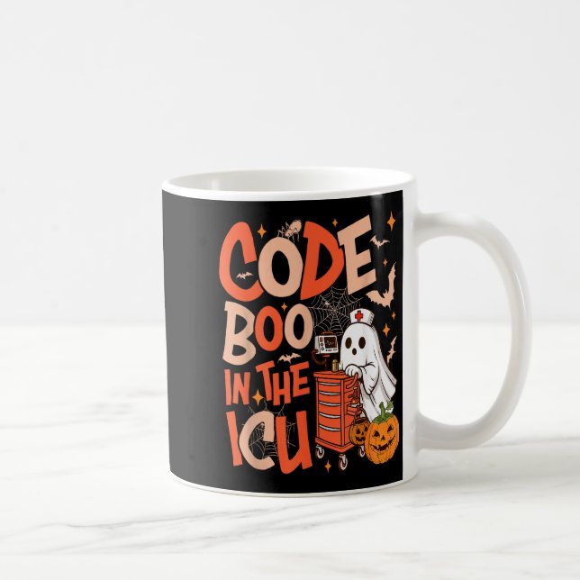 Ghost Code Boo In The Icu Nursing Nurse Halloween  Kaffemugg (Höger)